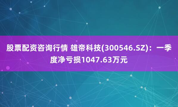 股票配资咨询行情 雄帝科技(300546.SZ)：一季度净亏损1047.63万元