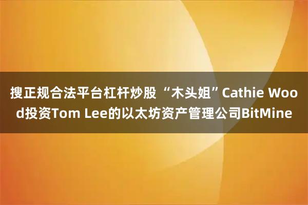 搜正规合法平台杠杆炒股 “木头姐”Cathie Wood投资Tom Lee的以太坊资产管理公司BitMine